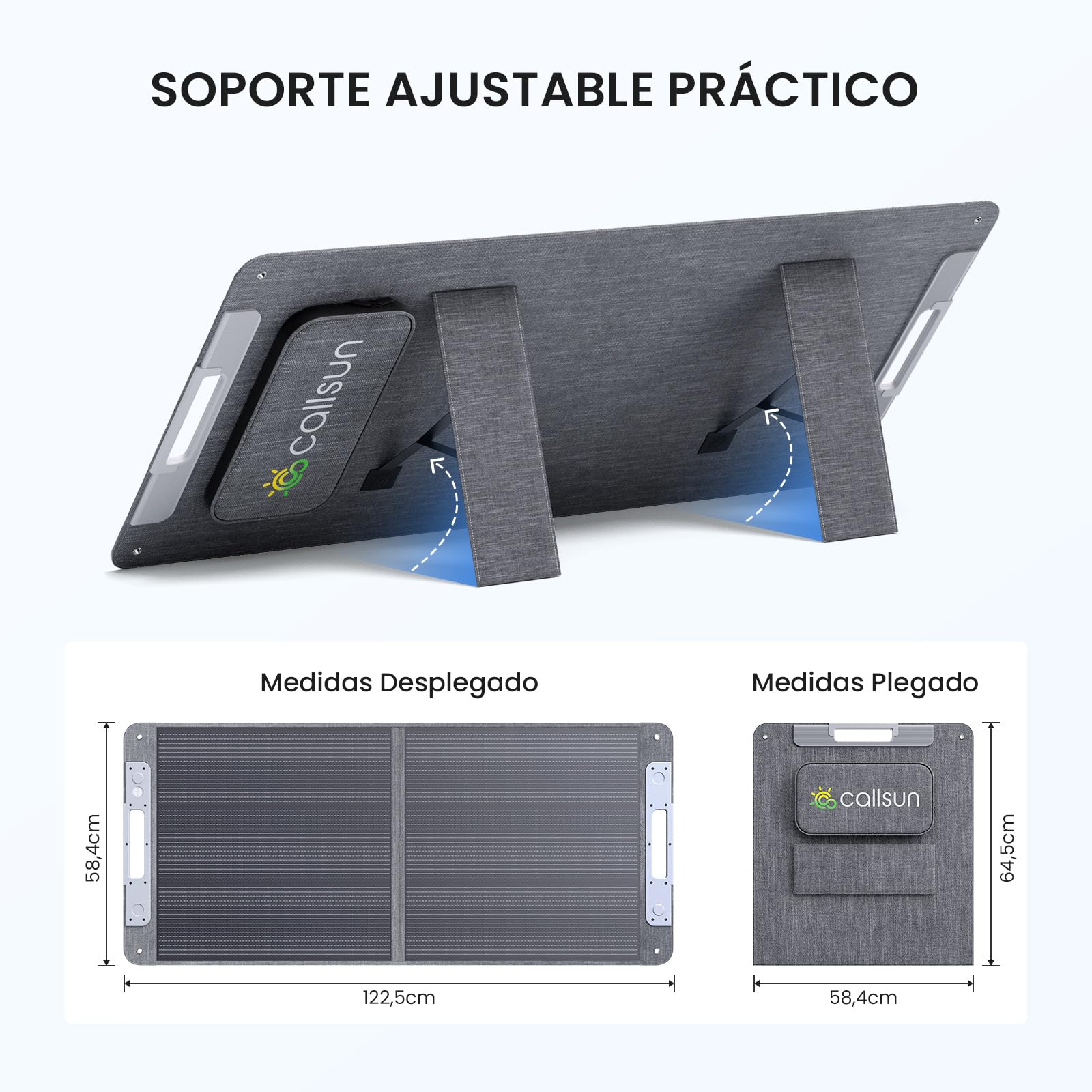 Panel Solar Portátil 110W 19.8V, Ligero y Plegable Panel Solar Monocristalino,N-Type 16 Busbars, Salidas USB-A 3.0 y Type-C, Ideal para Camping, Pesca,Senderismo y Caravaning