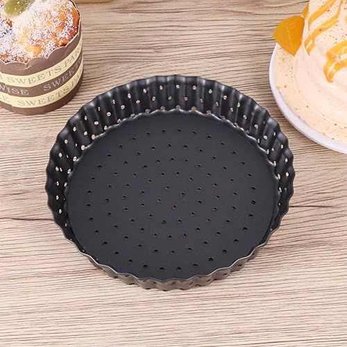 Miniatura 6 de Cabilock Bandejas redondas para hornear para horno, bandeja de pizza pequeña para horno, latas de flan con base suelta, estaño para tartas