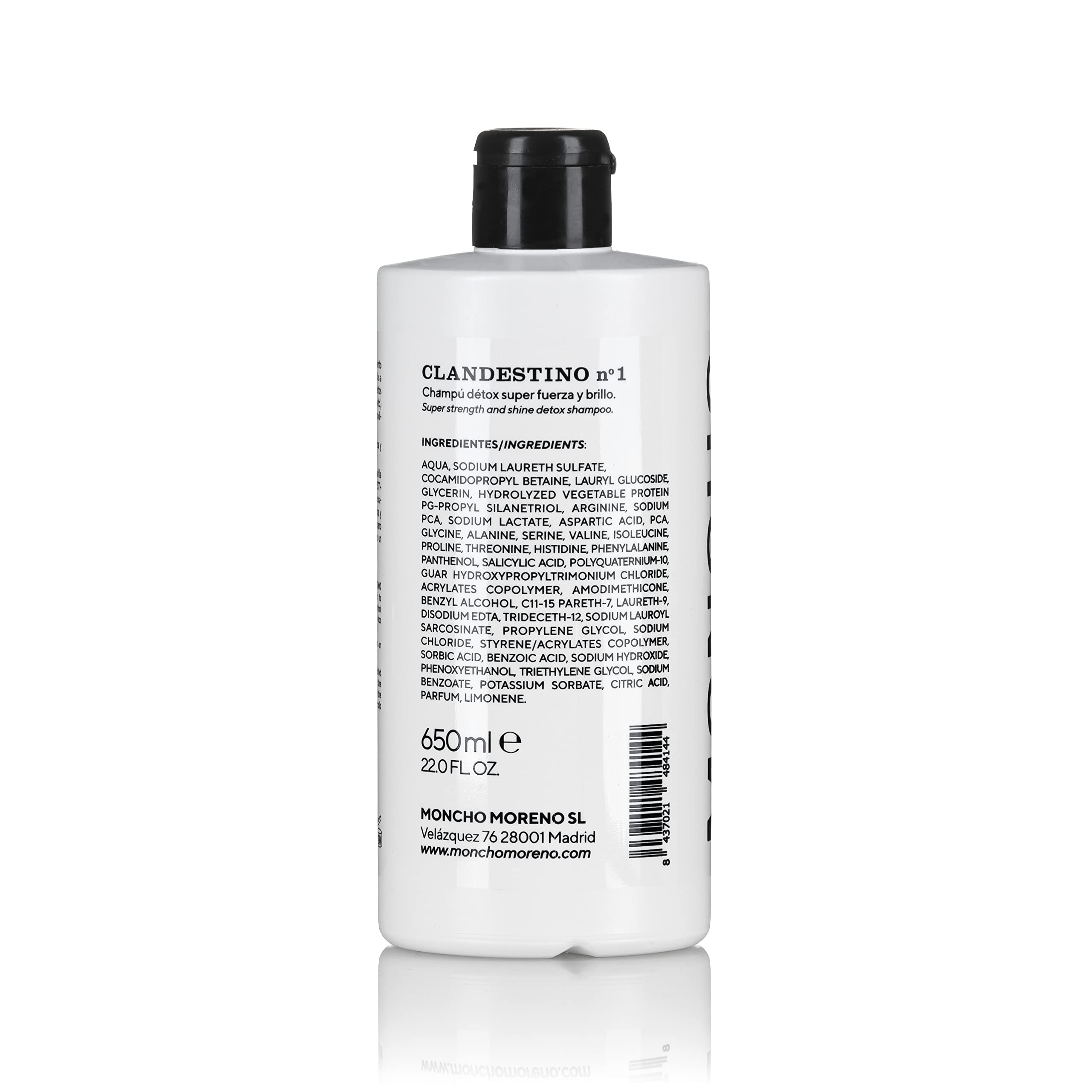 MONCHO MORENO | Clandestino Nº1 - Champú Ultrarepador | Tratamiento Nutritivo y Fortalecedor del Cabello (650 ml) |Fórmula secreta (y casi milagrosa)