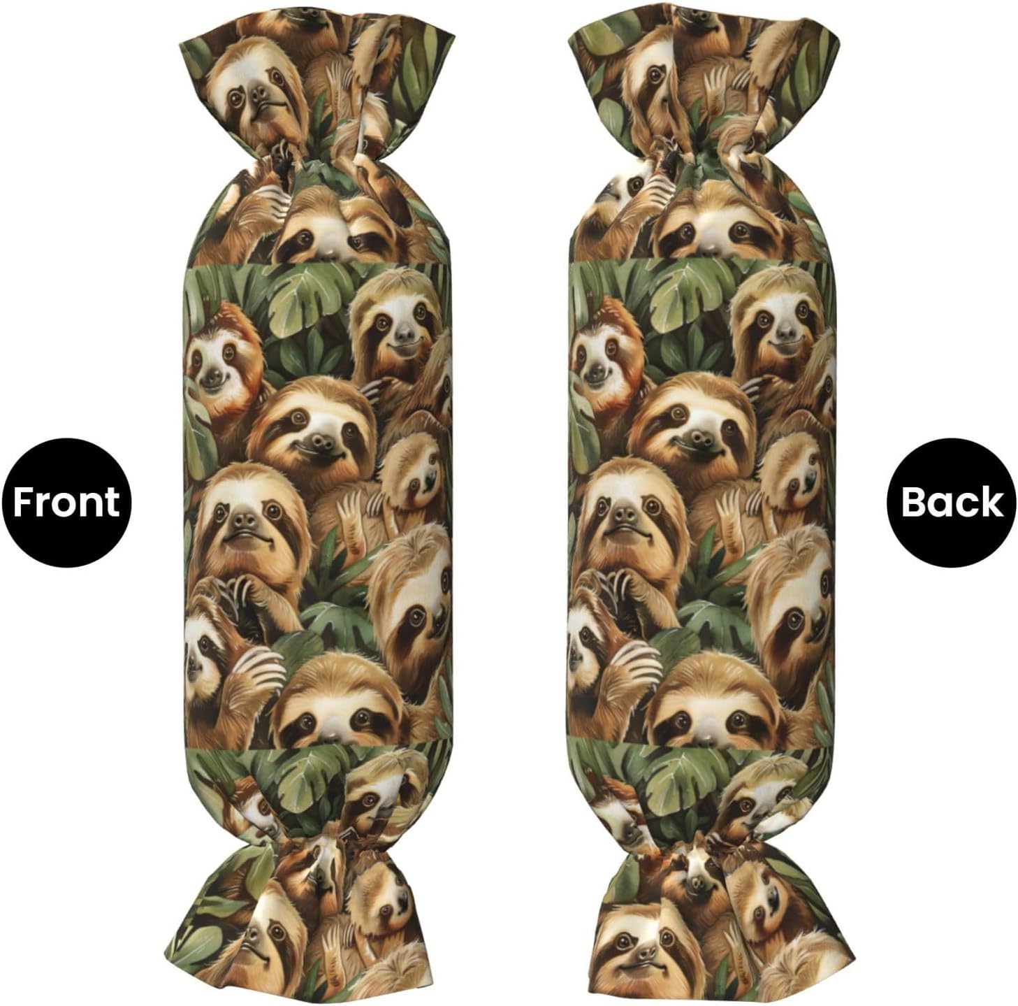 Cute Sloth Print Candy Cylindrical Eco-Friendly Pillow Soft Velvet Living Room Bedroom Travel Decor