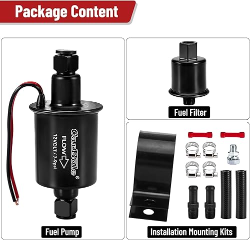Miniatura 28 de CarBole Bomba de combustible en línea de baja presión de 12 V, 2-3.5 PSI, bomba eléctrica universal de gasolina diésel para carburadores