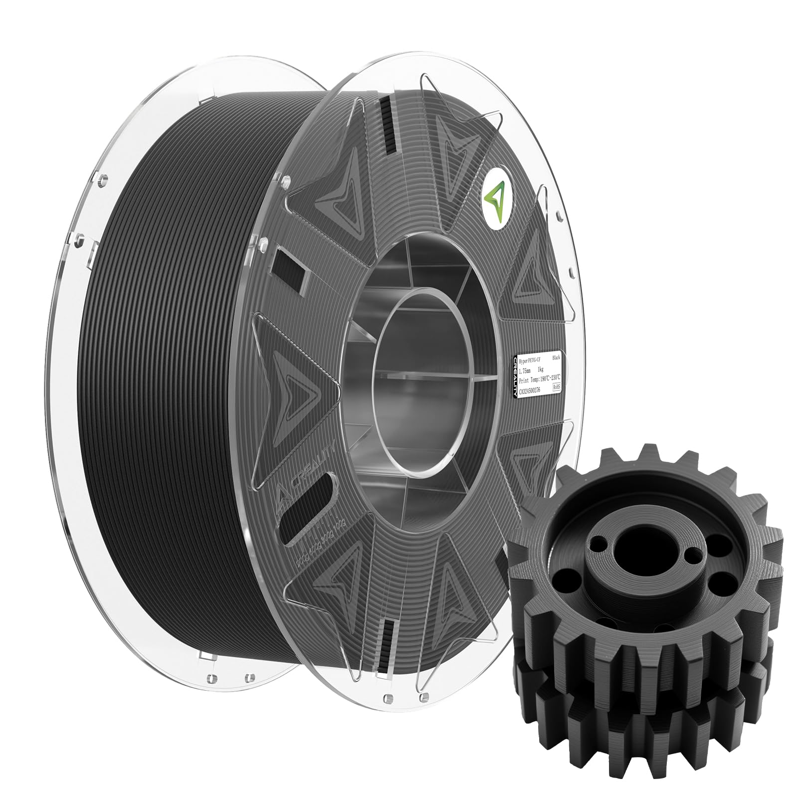 Creality Filament PETG en fibre de carbone - 1,75 mm - Hyper PETG-CF - 8 % de matériau d'impression 3D renforcé de fibre de carbone avec RFID, fibre de carbone PETG - Texture mate - 1 kg
