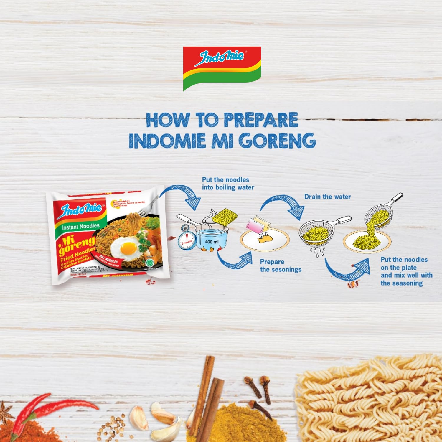 INDOMIE - Mi Goreng Instant Noodles - Multipack (40 X 80 GR