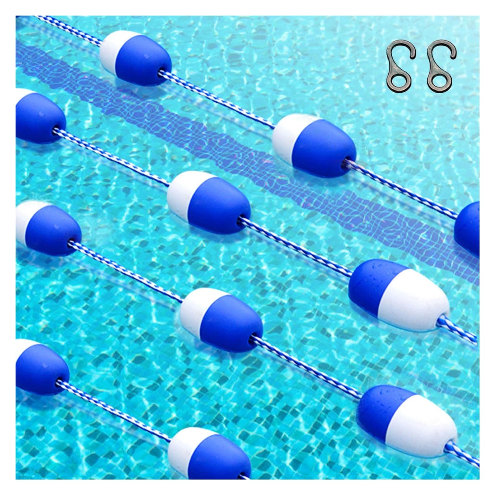 Corde de séparation de piscine 6m barrière flottante réglable avec crochets inox