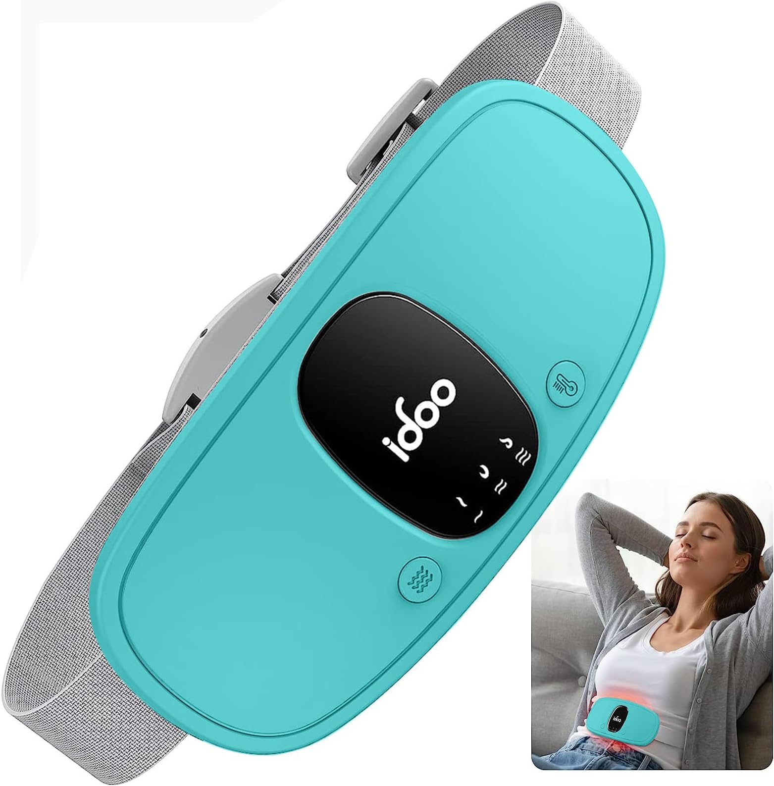 iDOO Heating Pad for Period Cramps, FSA Eligible Items Only List, Portable Cordless Heating Pad, Electric Waist Belt Device, Gifts for Girlfriend Mom Wife Women (Blue)