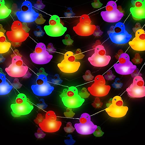 Deekin Guirnalda de luces LED de goma con forma de pato de 100200 luces LED para árbol de Navidad, pato, funciona con pilas, luces decorativas para