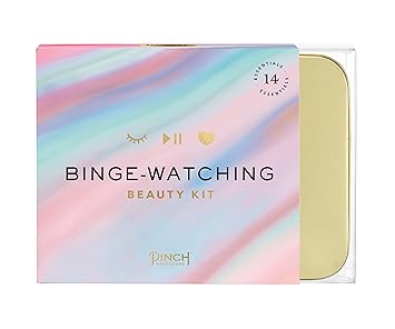Pinch Provisions Binge-Watching Beauty Kit for Friends, Family & Peers, Includes 14 Must-Have Emergency Essential Items for an At-Home Spa Day, Funny Portable Box Kit, Ideal Gift