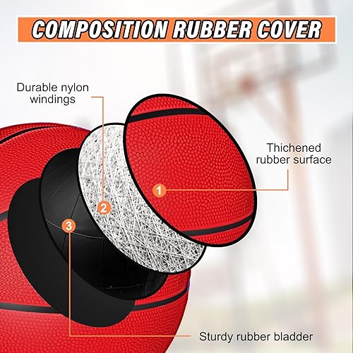 Miniatura 4 de Wettarn 12 mini pelotas de baloncesto para niños, tamaño 3, de goma colorida a granel con bomba para mini aro, práctica en interiores y exteriores,