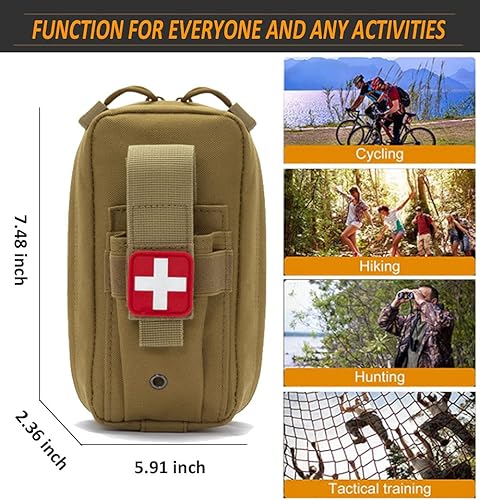 Miniatura 6 de Kit de primeros auxilios para supervivencia de emergencia, corte láser, kit médico Molle Rip Away EMT para campamento militar, senderismo, viajes