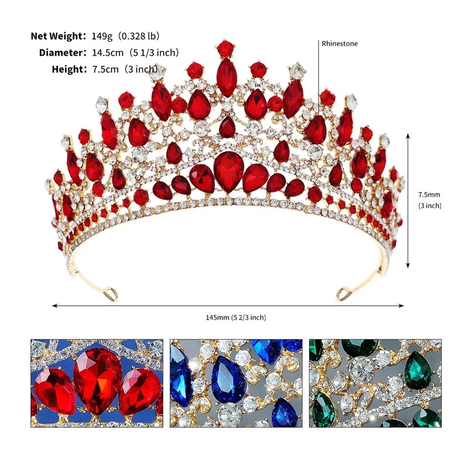 Couronne de luxe élégante en strass bleu, bijoux pour cheveux de fête de mariage, couronne en cristal pour mariée, accessoires pour cheveux, convient pour diadème de mariage, diadème d'anniversaire po