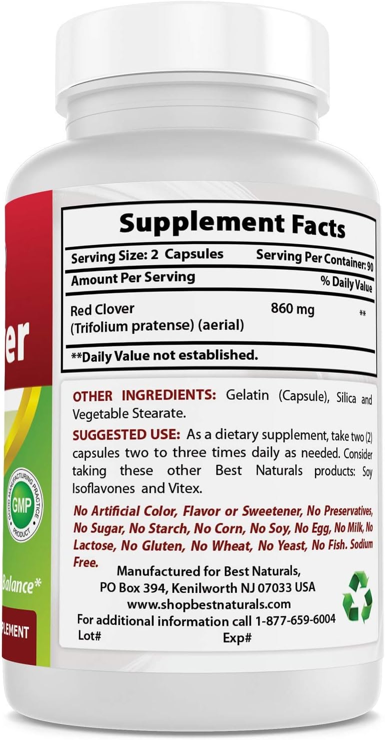 Best Naturals Red Clover 430 mg 180 Capsules