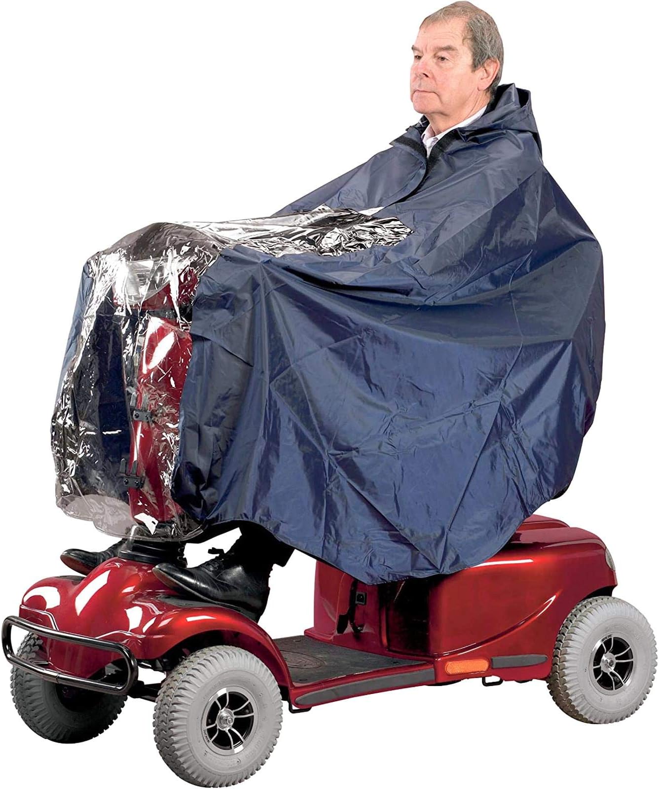 Aids 4 MobilityUniversal Fit Hooded Waterproof Poncho for Mobility Scooter Cover Mac Rain Protector Hood Cape Coat