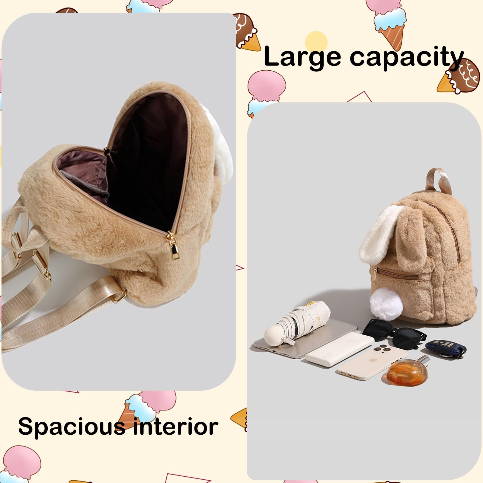 Sac Personnalisable Enfant, Sac a Dos Personnalisé Enfant Prenom, Sac à Dos Bebe Lapin en Peluche, Sac a Dos Enfants Fille Garcon, pour Maternelle Primaire et Collège (Kaki)