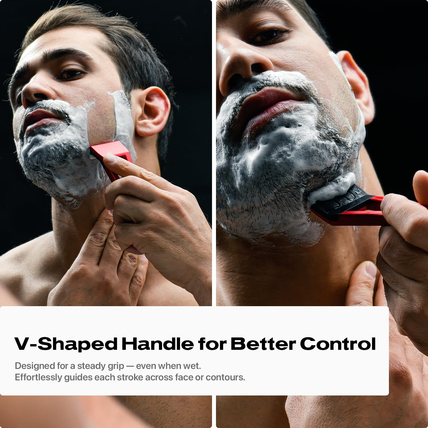 HYPE X1 Aluminum Single Edge Safety Razor Set - Magnetic Comfort (C), Sensitive (S) & Ultra-Close (UC) Shave Settings, 20 Non-Proprietary Blades - Adjustable Shaving Razors For Men and Women - Red