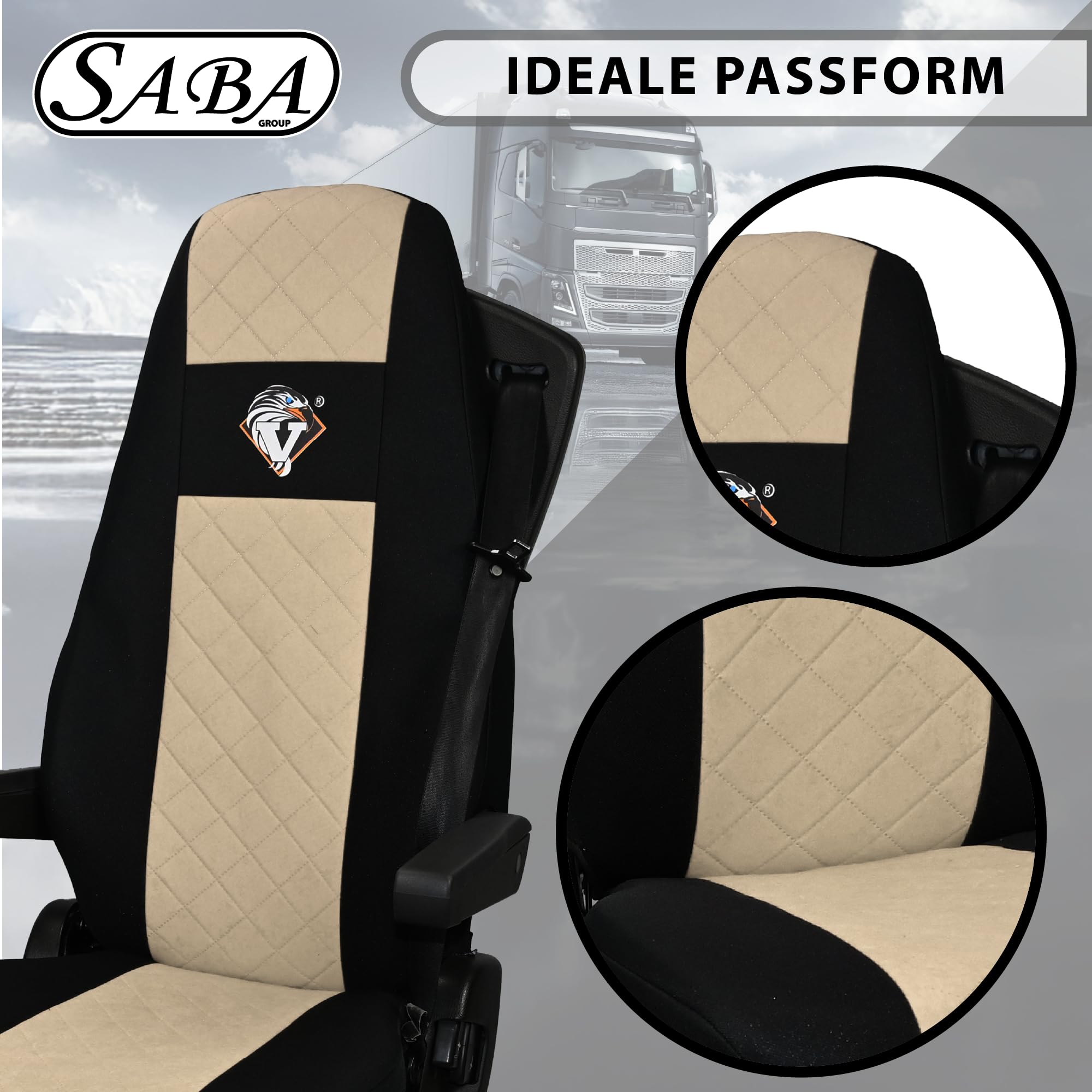 SABA Auto Sitzbezüge LKW Beige für Volvo FH4 ​​​​1 Riemen