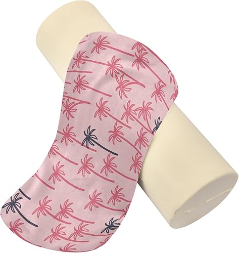 Miniatura 4 de JUNZAN Palma Rosa Negro Almohada para Piernas Dormir Cuello Roll Almohada Cuello Almohada Redonda para Apoyo Lumbar Almohada Dormir Cuello Cojín