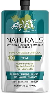 Naturals Semi-Permanent Hair Color, Teal, 6 fl. oz., 95% Natural Hair Dye Formula Lasts Up to 30 Washes, Vegan & Cruelty-Free Semi Permanent Hair Color
