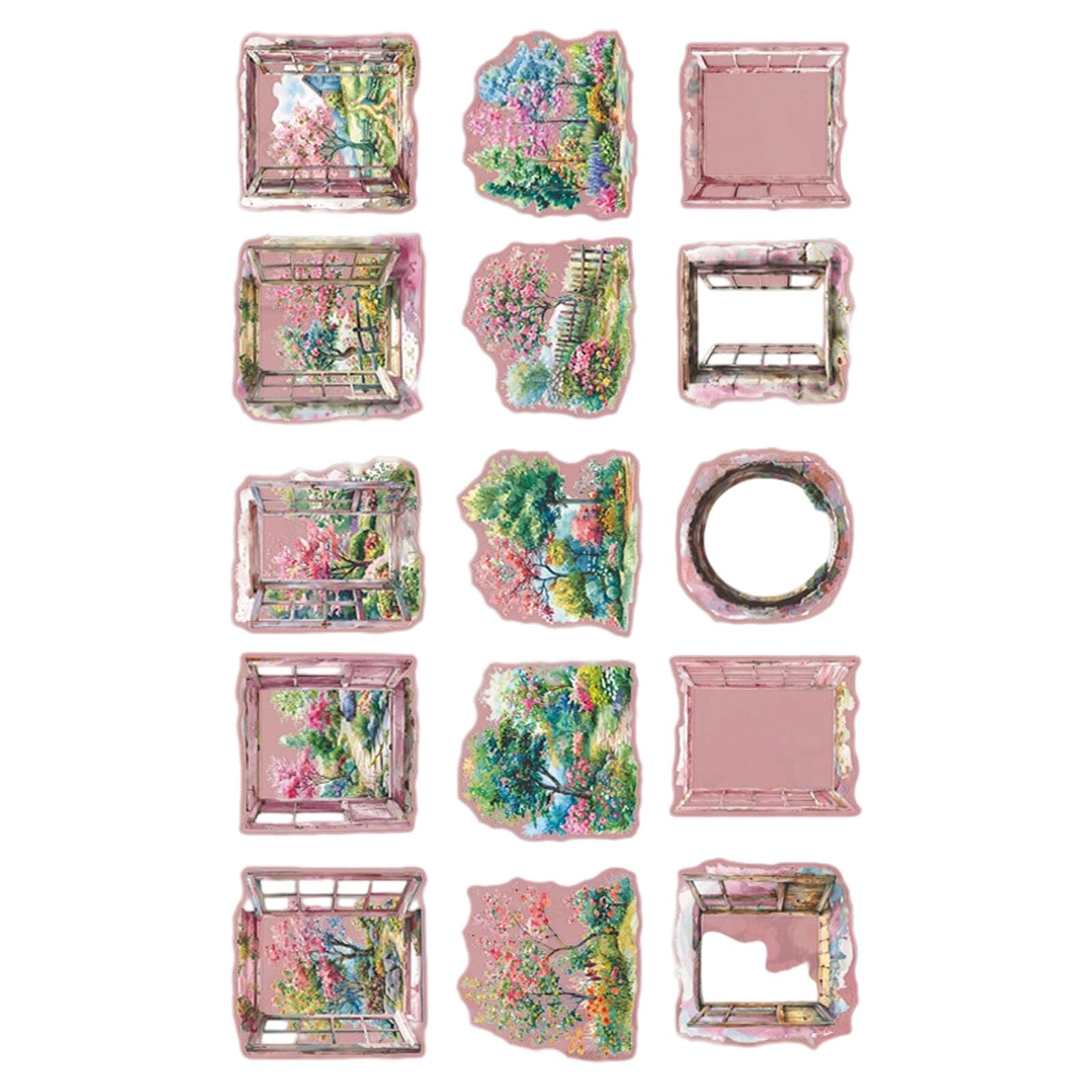 Tsophreniq 15pc Recyclable Pane Oriented Gluey Transfers Beautiful Designs for Journals Handicrafts Permanent Substance Scrapbooking Transfers