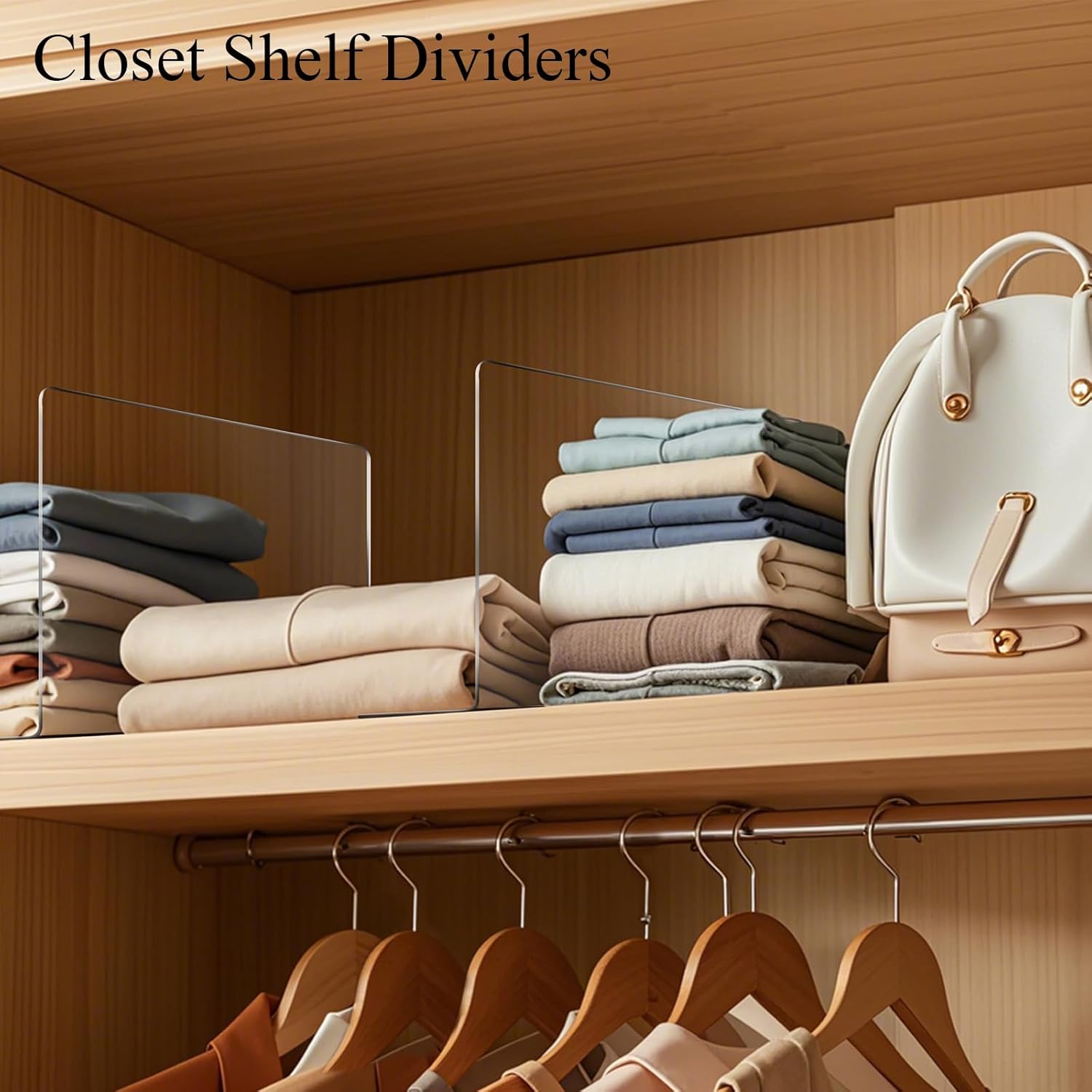 Acrylic Shelf Dividers for Closet Organization: 10" Tall Clear Closet Dividers for Shelves - Free-Standing Shelf Separators for Clothes Sweater Purse