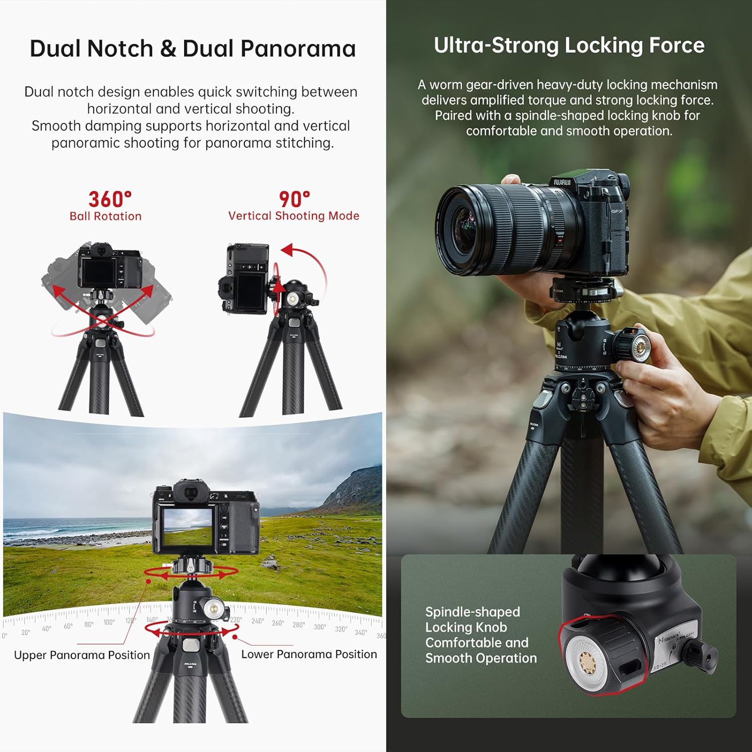 Falcam Tripod Head Kit XB-2R, F38 Pro Quick Release Low Gravity Dual Panorama Ball Head - F38B4906