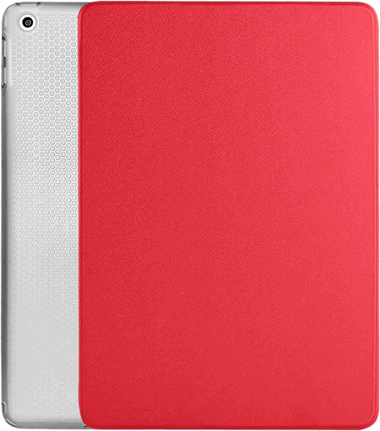 DuraSafe Cases for iPad Mini 8.3 Inch 6 Gen [ Mini 6th Generation 2021 ] A2567 A2568 A2569 MK893LL/A MK8E3LL/A MK8C3LL/A Trifold Smart TPU Transparent Back Cover with Adjustable Stand Feature - Red