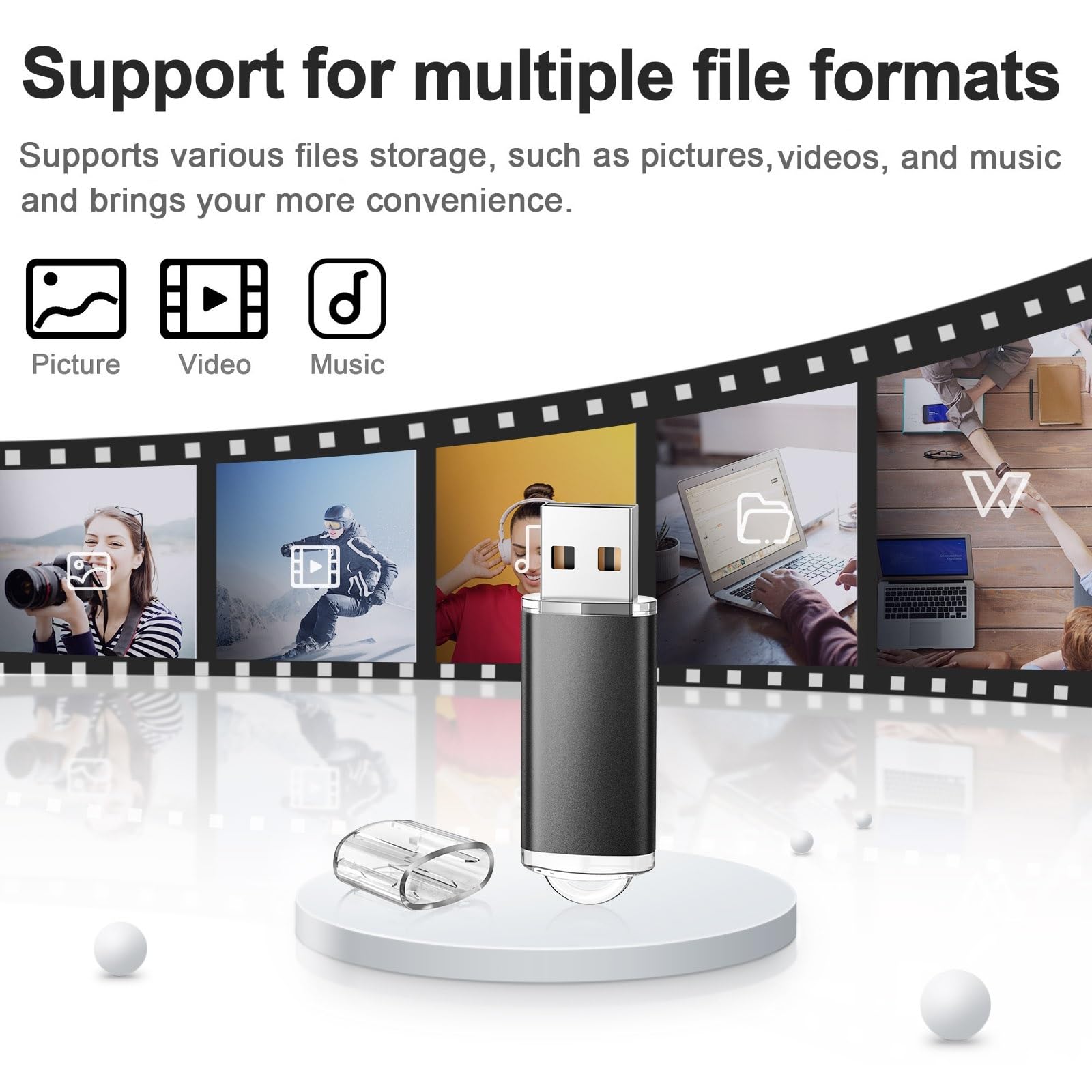 TOPESEL - Memoria USB 2.0 (5 Unidades, 32 GB), Color Negro, Azul, Verde, Rojo y Plateado