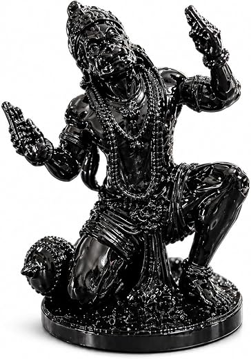 Jiya Art Gallery Premium Shri Ram Rasik Hanuman Idol 8 cm | Orange Blue UV Resin 3D Printed Murti | Car Dashboard, Puja, H...