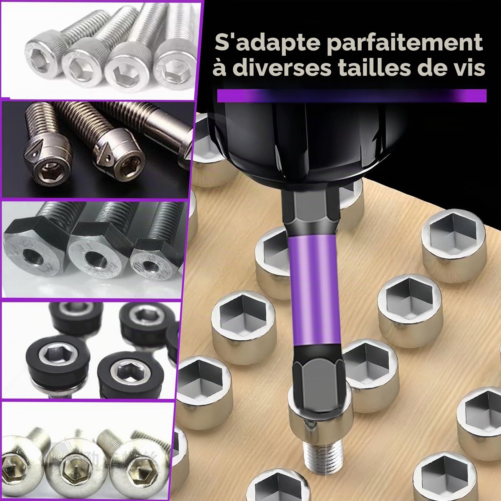 Embouts de Tournevis Hexagonaux Magnétiques 20 Pcs(Métrique et Impérial), Hex Allen Embouts de Vissage Magnétiques en Acier S2, Tige Hexagonale 1/4", 100 mm de Longueur avec Boîte de Rangement