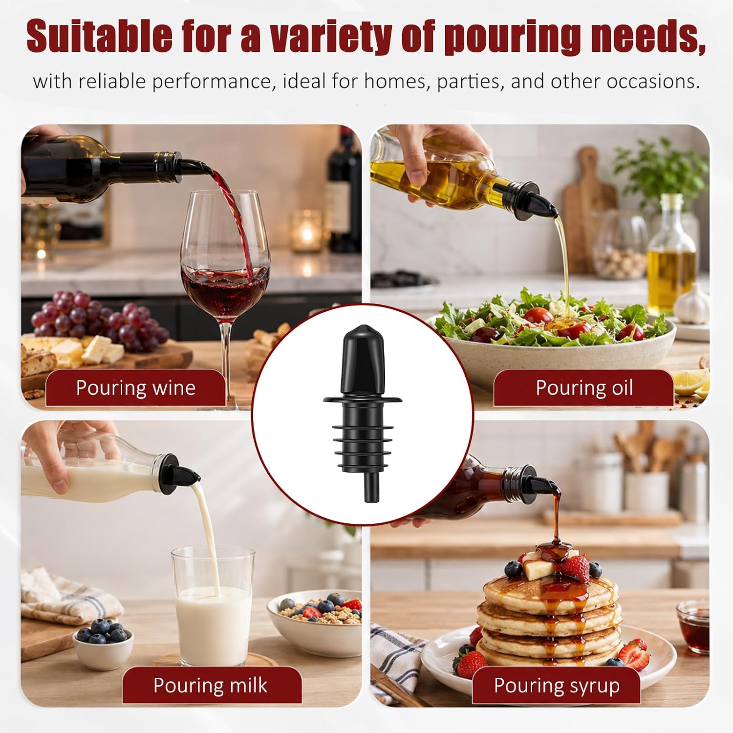 12 Pcs Plastic Bottle Pourers with Dust Caps, Syrup Liquor Pour Spouts