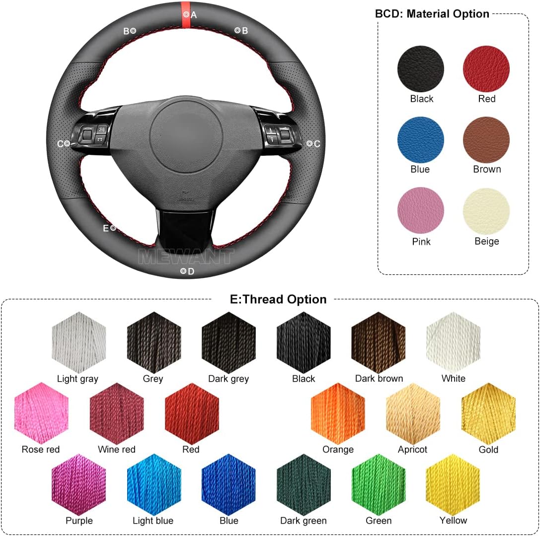 MEWANT Car Steering Wheel Cover for Opel Astra (H) / Signum/Vectra (C) for Saturn Astra for Vauxhall Astra/Zaflra (B) Made of Microfiber Leather