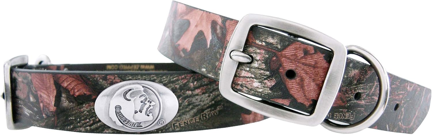 Zep-Pro Florida State Seminoles Camouflage Leather Concho Dog Collar, Medium