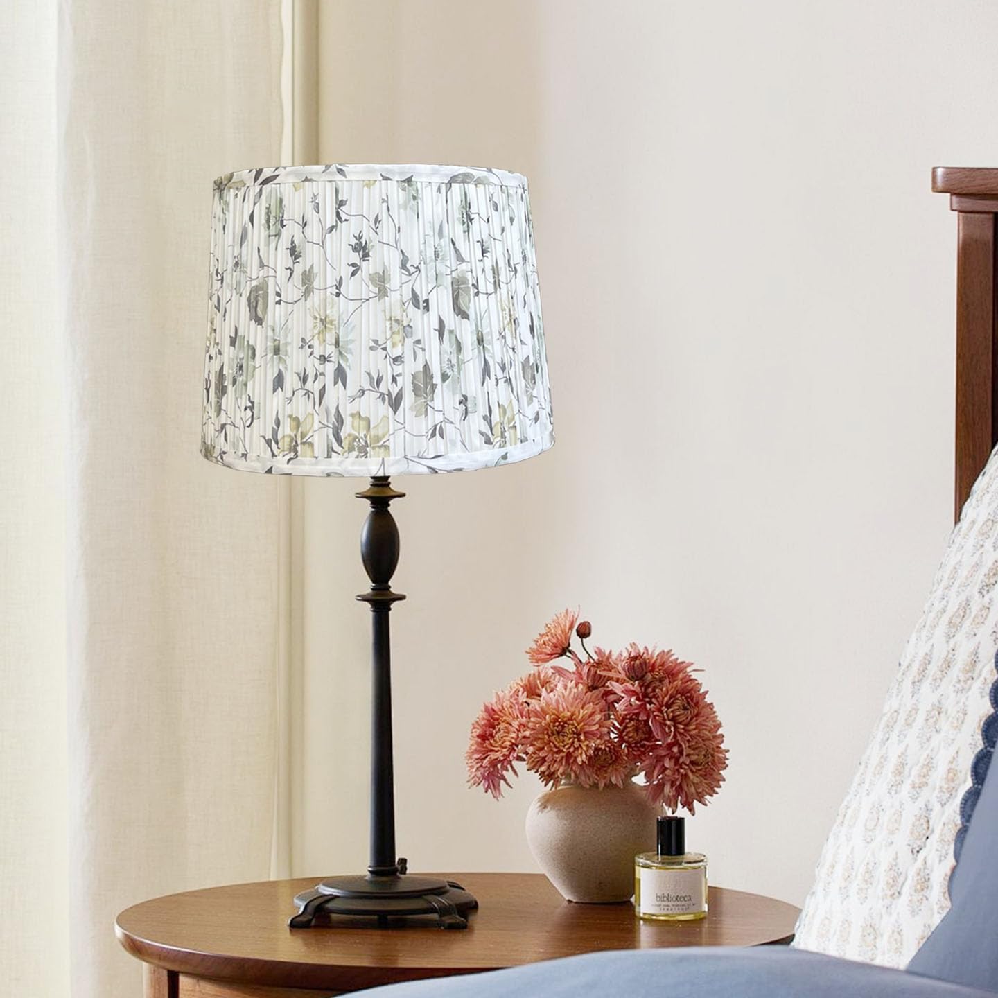 TOOTOO STAR Pleated Drum Lampshades 14.5" Top x 16" Bottom x 10" High Large Printed lampshade (Spider Fitter) for Table Lamps & Floor Lamps, Easy Assembly Required