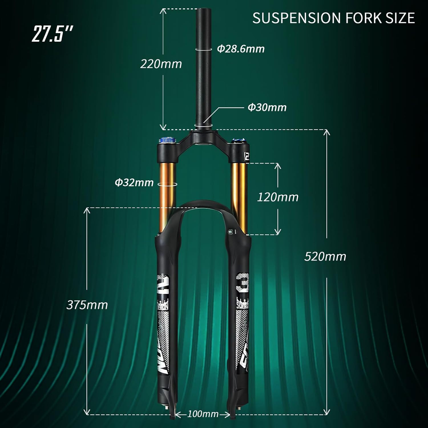 Ultra-Lightweight MTB Suspension Fork Travel 100mm, 28.6mm Straight Tube Aluminum Alloy Mountain Bike Front Forks