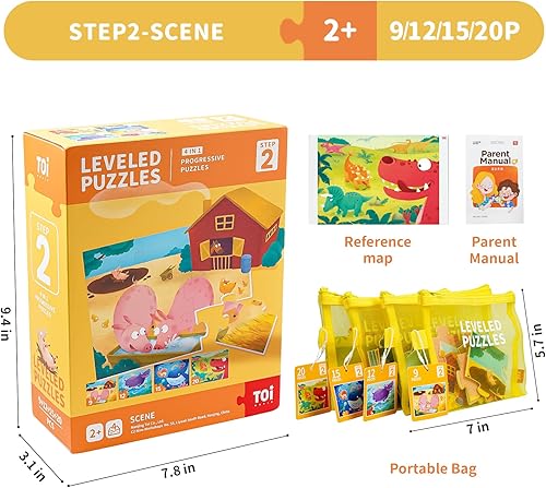 Miniatura 3 de TOI Rompecabezas nivelados para niños de 2.5 años en adelante, rompecabezas de aprendizaje preescolar, juego educativo de piezas grandes para niños