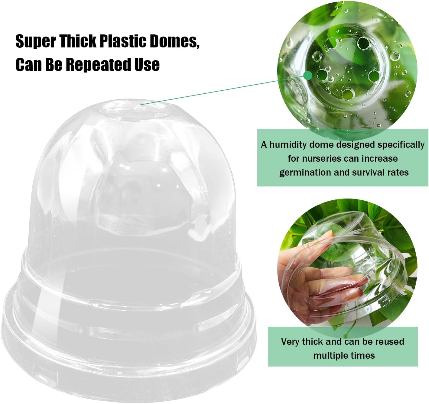 50 Pack Clear Plant Pot Domes, Transparent Seedling Domes Compatible with 4 Inch Seed Starter Pots for Indoor Outdoor Gardening(50Pcs, Clear) - Image 4