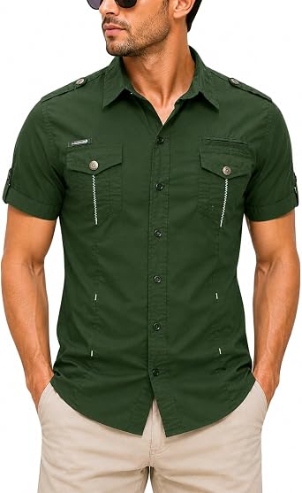 FREDD MARSHALL Mens Short Sleeve Regular-Fit Work Shirt