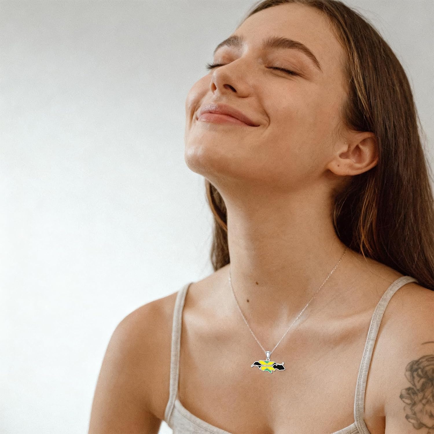 PROESS Jamaica/America/Texas/Africa Map Necklace for Women 925 Sterling Silver Flag Pendant Necklace Country Map Chain Jewelry Gifts