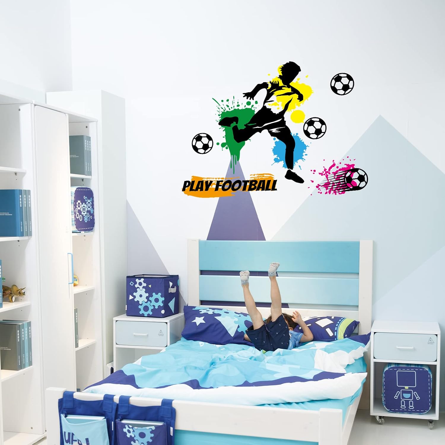 PLIGREAT 2 Sheets Soccer Wall Stickers, Football Player Wall Decals - Image 3