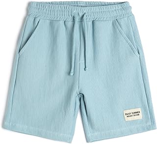 شورت سادة برباط للأولاد بعمر 11/12 سنة من كوتون، لون أزرق 620