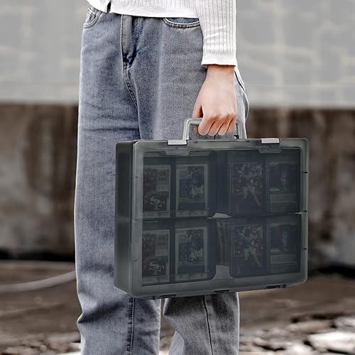 Miniatura 7 de ALCYON Caja de almacenamiento de tarjetas de béisbol, organizador de tarjetas deportivas, estuche de plástico duro compatible con béisbolfútbolpara