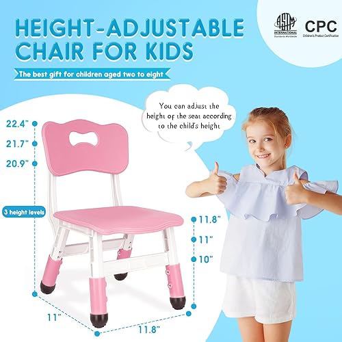 Miniatura 2 de Silla para niños de 1 a 6 años altura ajustable carga máxima de 220 libras silla de plástico para interiores y exteriores para niños de 1 a 6 años