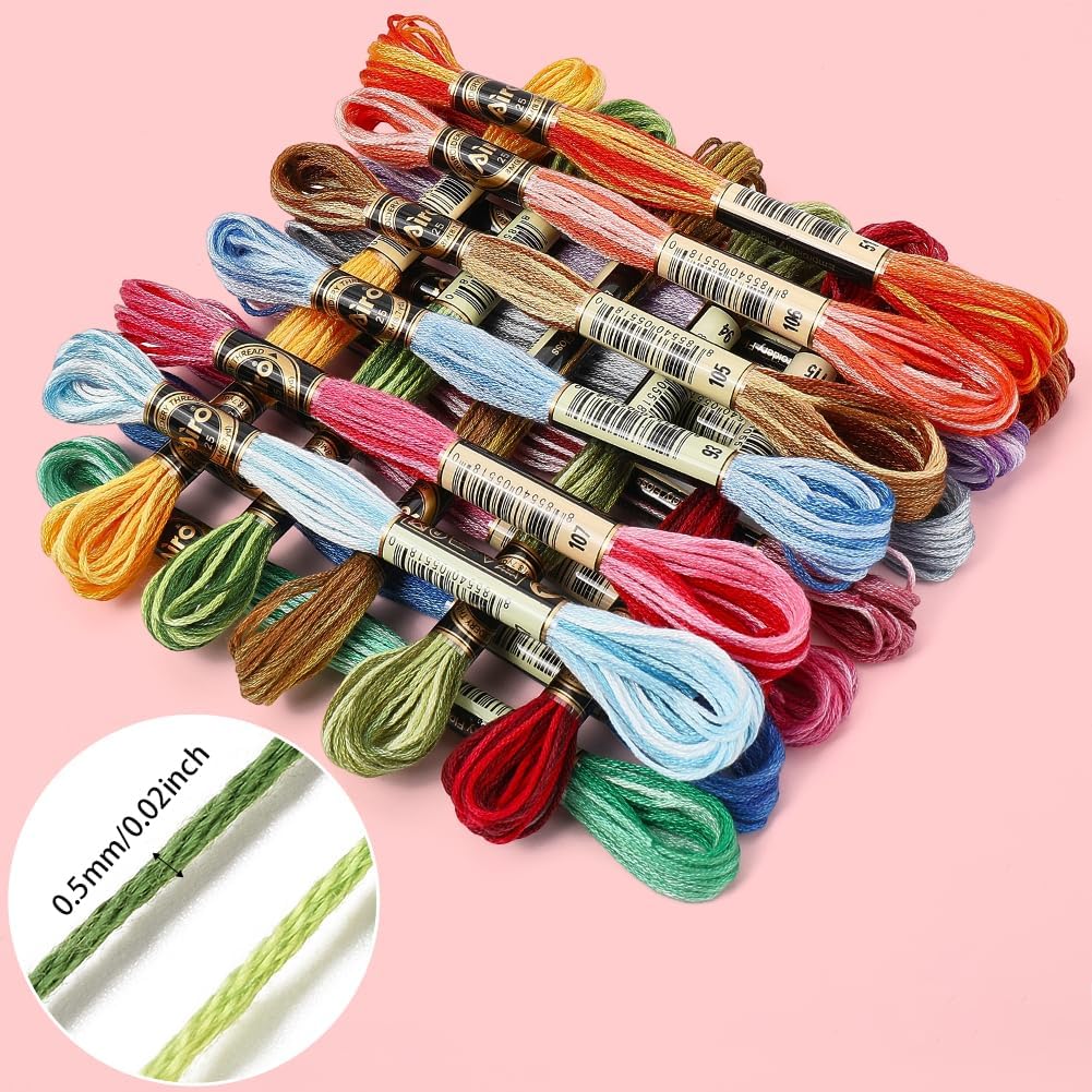 6 Strands Gradient Polyester Embroidery Floss Variegated Rainbow Crewel Cross Stitch Threads Friendship Bracelet Floss Bulk for Jewelry Making Sewing Holiday Decorations Crafts DIY Projects