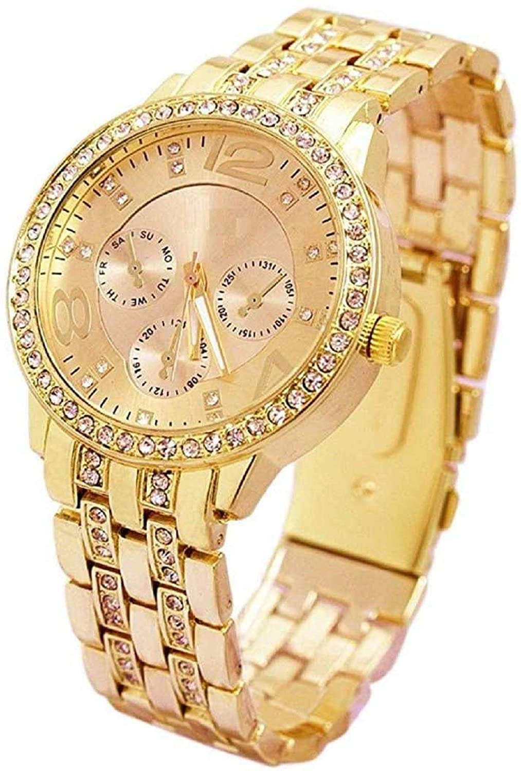 BID Analogue Gold Dial Metal Watch for Women & Girls (Full Gold) (B08VH4WNHC) Amazon Price History, Amazon Price Tracker
