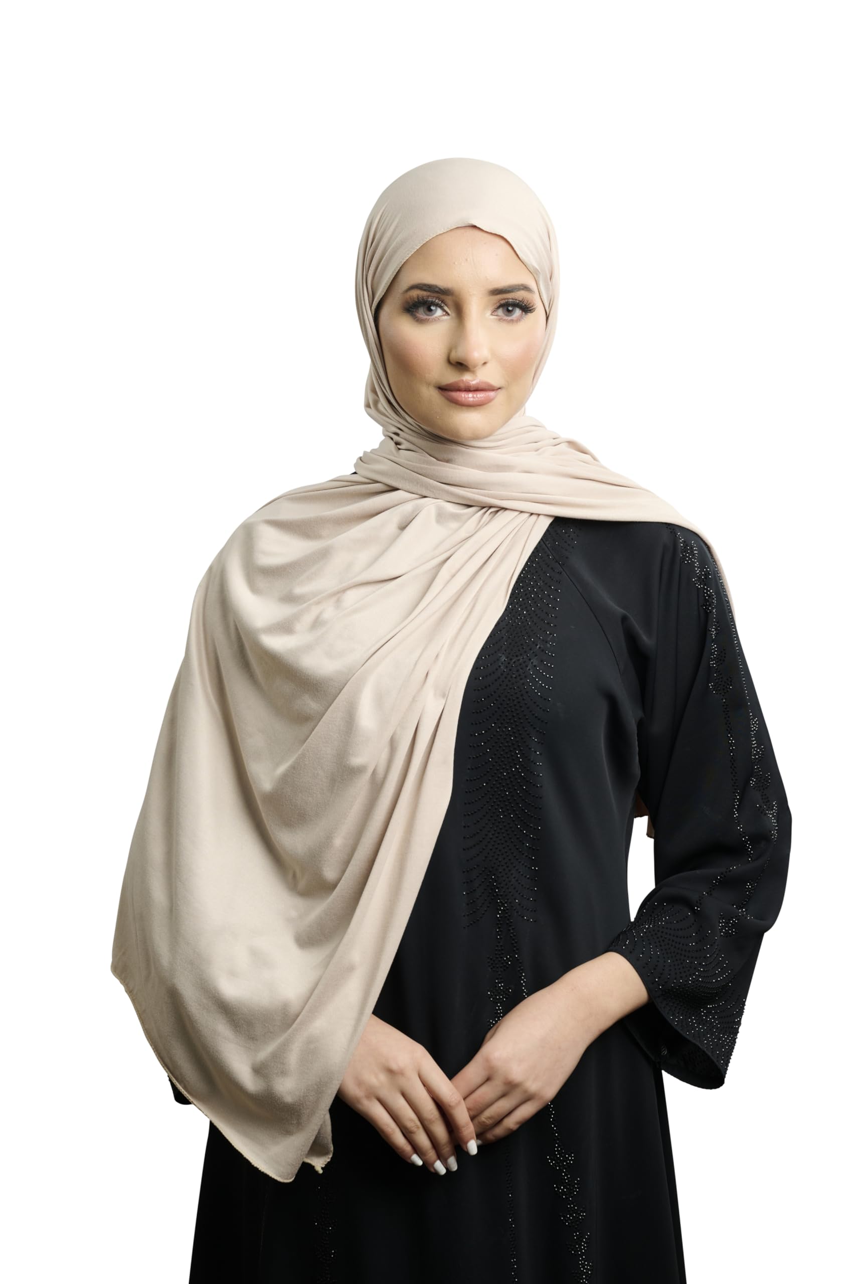 AREESHA Luxury Jersey Hijab Scarf Cotton Shawl Wrap Headscarf - Made in Dubai (Ecru)