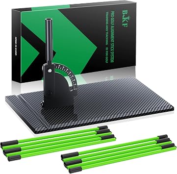 BKF Golf Alignment Sticks and Angle Holder Set with Portable Bag, Golf Swing Trainer, Golf Training Practice Teaching Aid and Equipment, Golf Accessories Gifts for Man