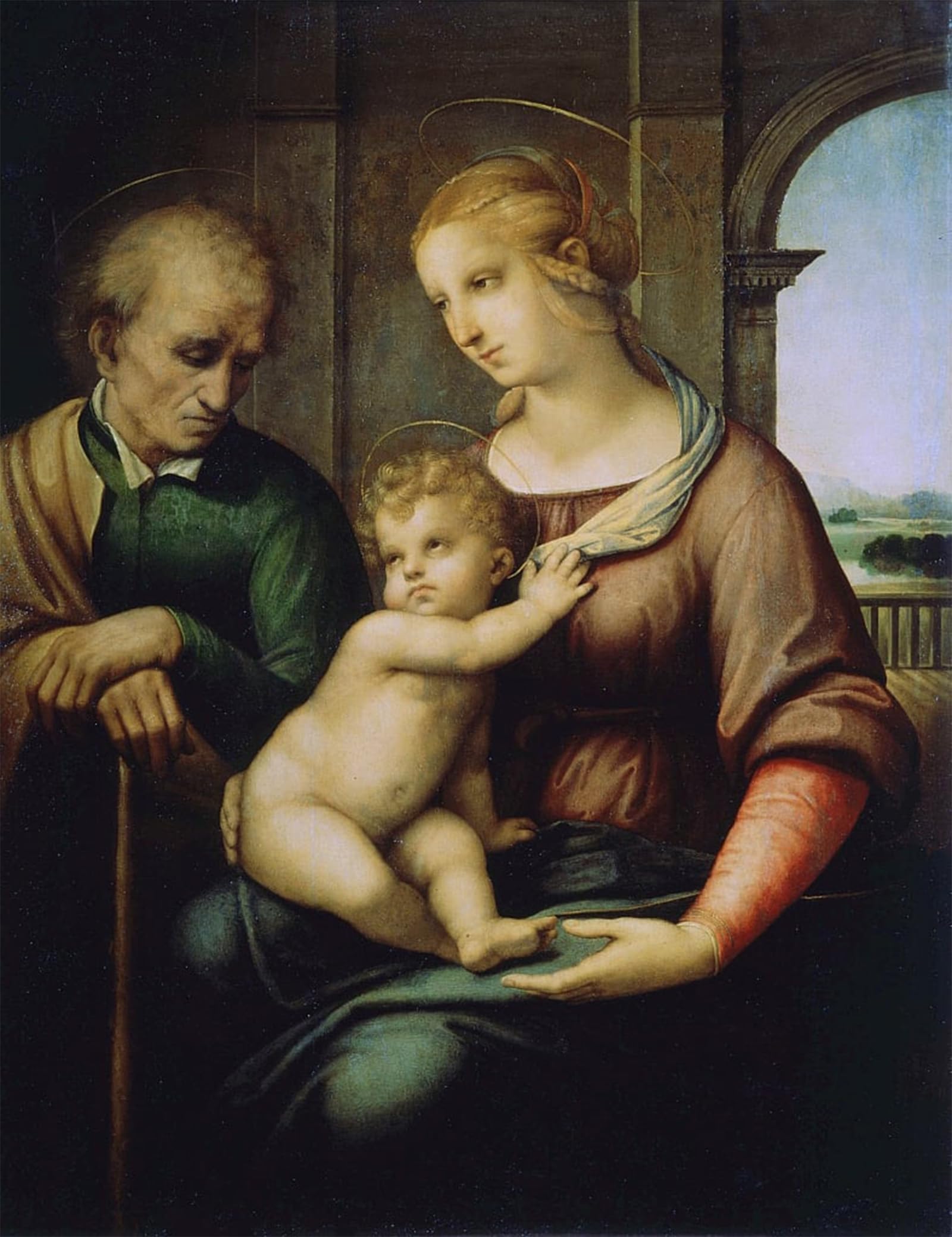 POSTERIIk Vintage Print Pop Art Landscape Artwork the Holy Family or Lady with the Beardless by Raffaello Sanzio Raphael Art Prints for Office Home Decor 60x90cm