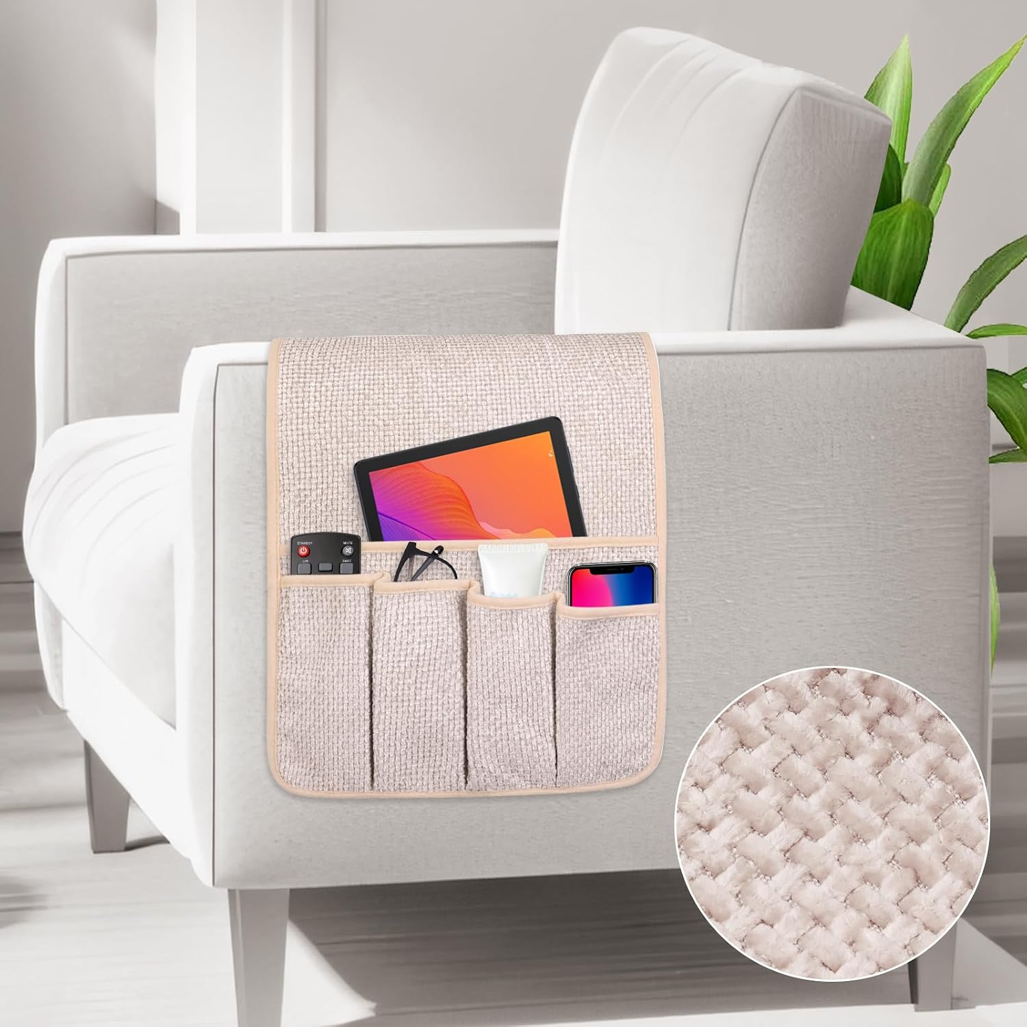 Remote Control Holder Couch Caddy, Armchair Caddy for Recliner 5 Pockets