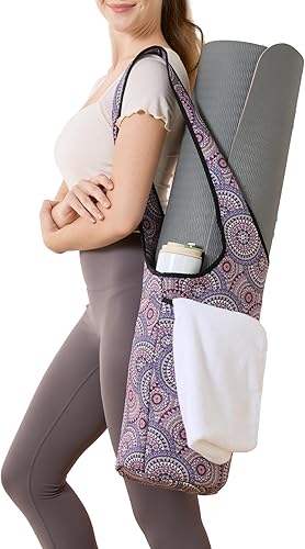 Bolsa para esterilla de yoga – Neopreno, ligera, espaciosa, con gran bolsillo con cierre, ideal para esterillas de gimnasio, yoga y fitness Amethyst