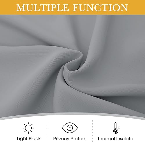 Miniatura 172 de RYB HOME Juego de 2 paneles de cortinas opacas grises de 63 pulgadas de largo, cortinas sólidas resistentes para oscurecer la habitación