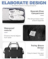 Vista 5 de Bolsa de viaje para mujer, bolsa deportiva para gimnasio, H-Negro